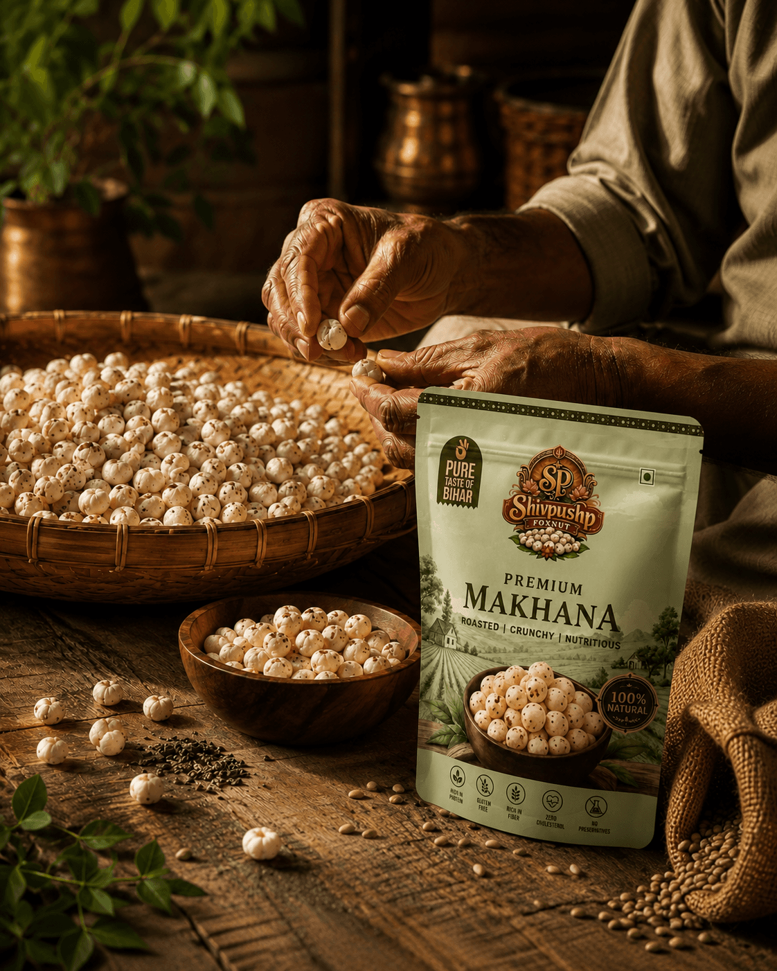 Hand-sorting premium makhana, a tradition passed down through generations